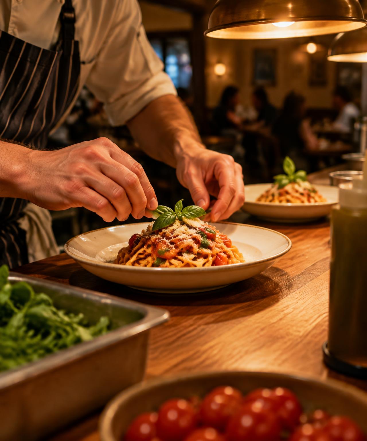 Illustrative restaurant service behind the inquiry